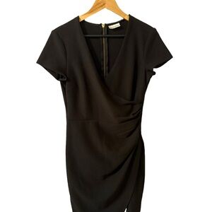 Bisou Bisou Black Ruched Wrap Mini Dress